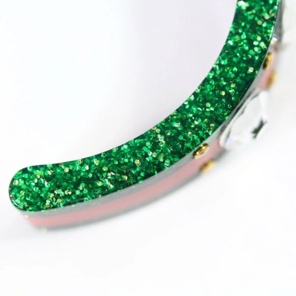 Gucci Open Stripe Cuff with Crystal Bee Red Green - Picture 7 of 16